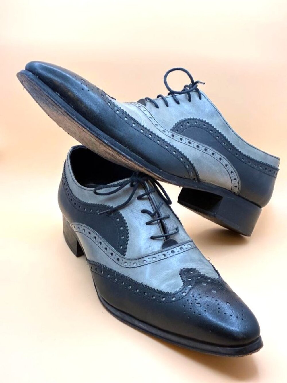 *EUC* DUCA Men’s Oxford Shoe Black & Grey Leather Lace Up Size 44 US 10.5 - Picture 8 of 9